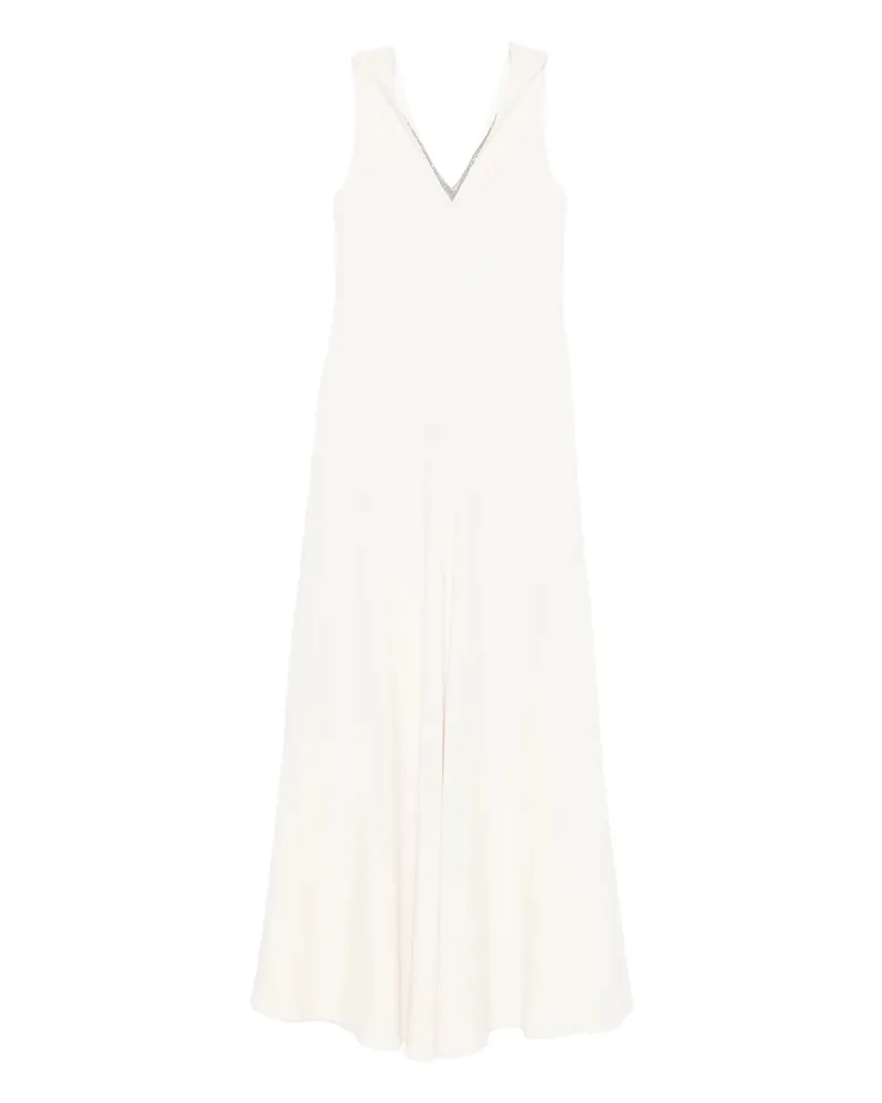 Brunello Cucinelli V-neck Sleeveless Maxi Dress Neutrals