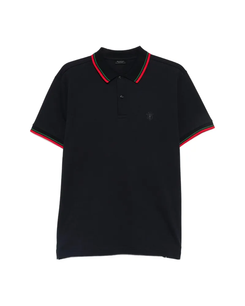 Gucci Web-stripe Polo Shirt Blue