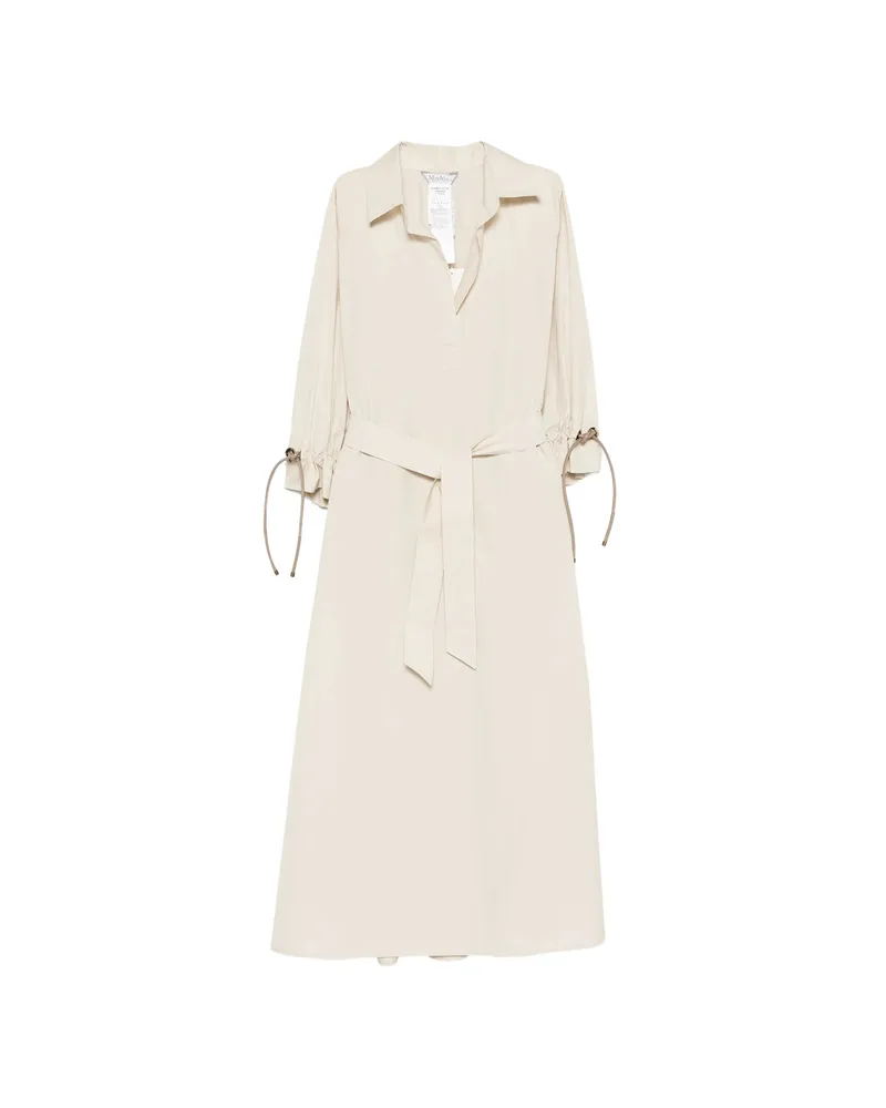 Max Mara Tied-cuffs Midi Dress Neutrals
