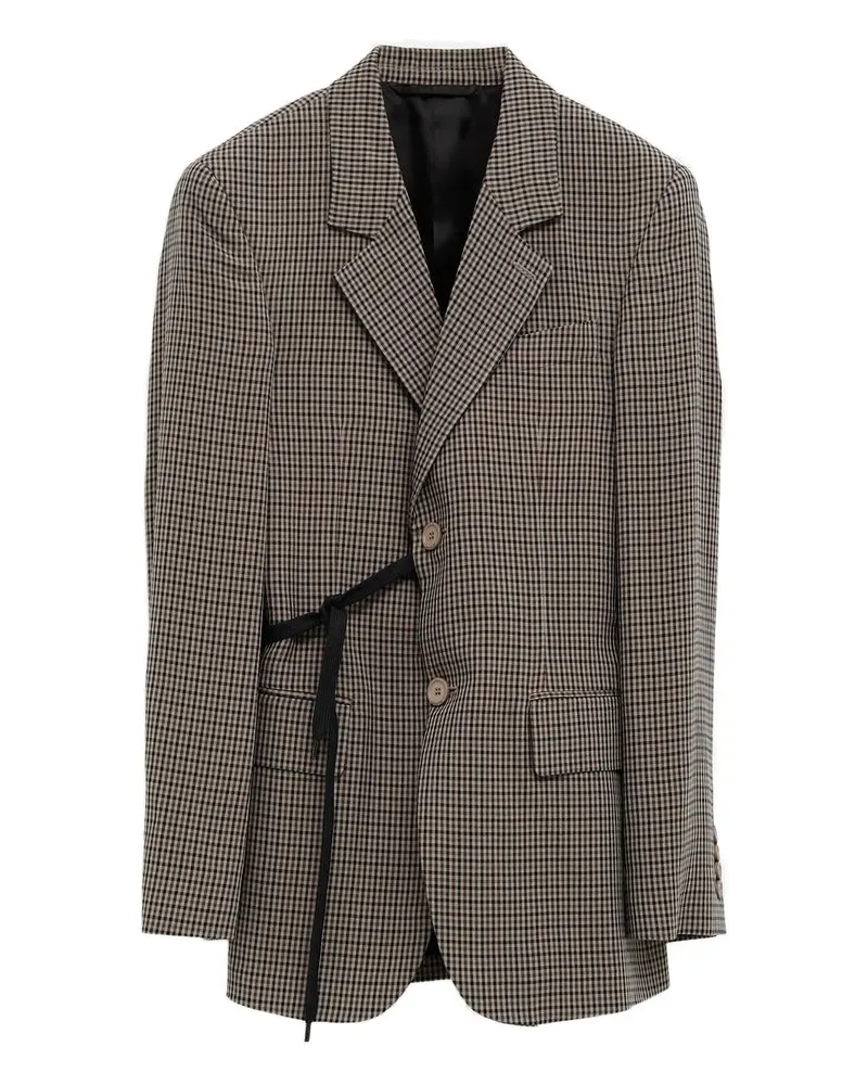 Balenciaga Checked Tie Blazer Neutrals