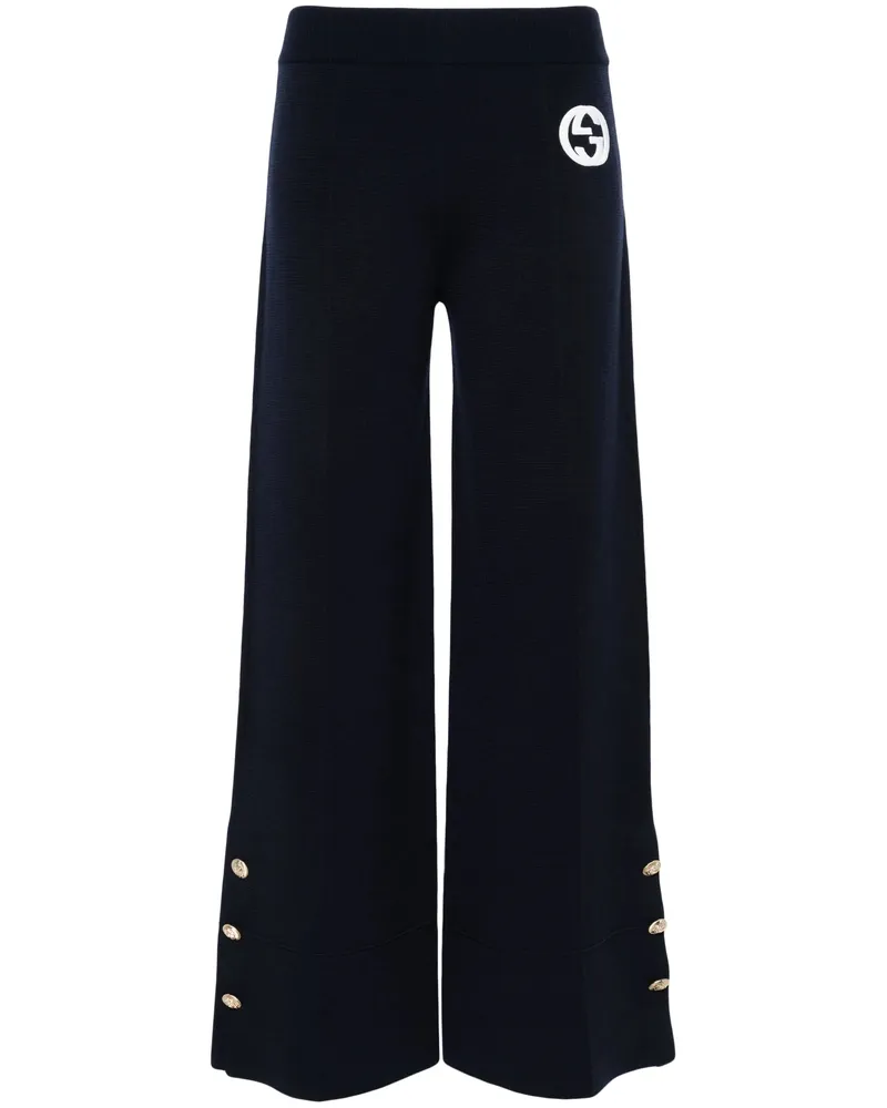Gucci Interlocking G Wide-leg Trousers Blue