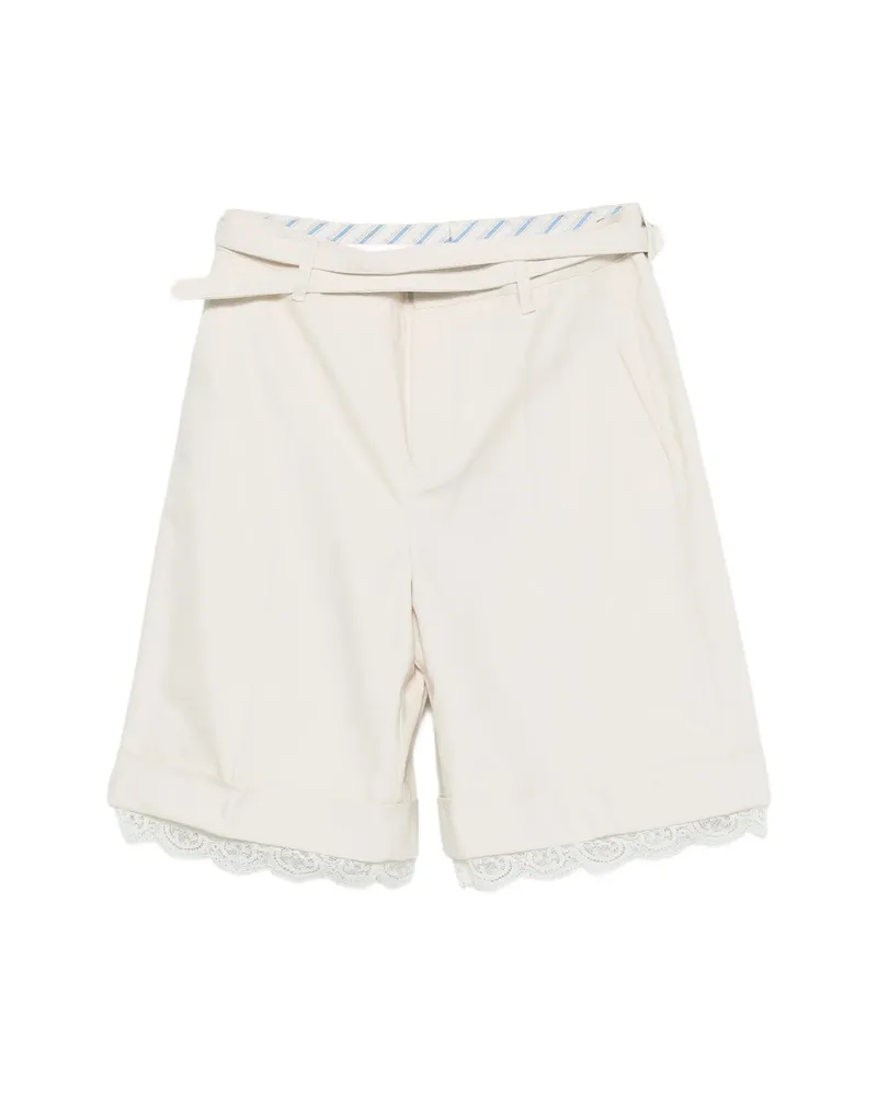 Vivetta Belted Lace Shorts Neutrals