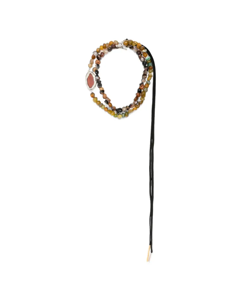 Dries van Noten Beaded Double-strand Necklace Silver