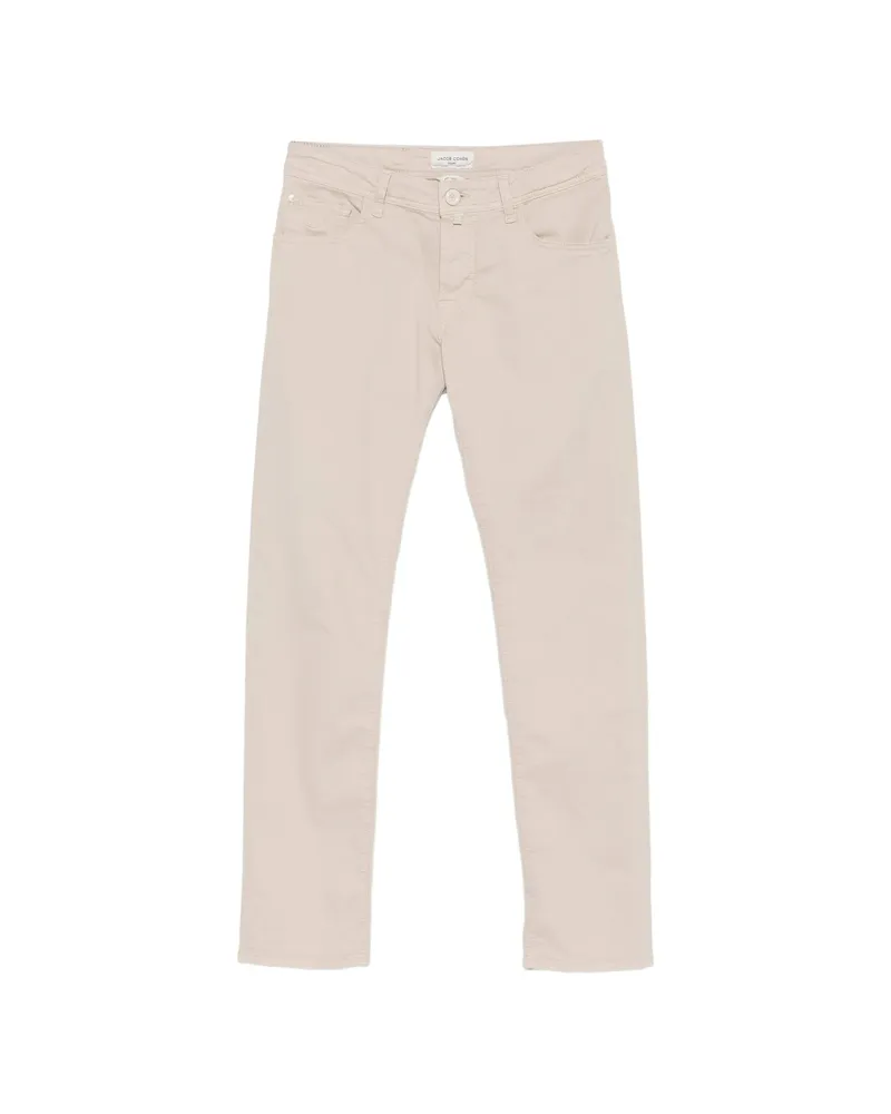 Jacob Cohën Nick Logo-patch Slim-fit Cotton Trousers Neutrals