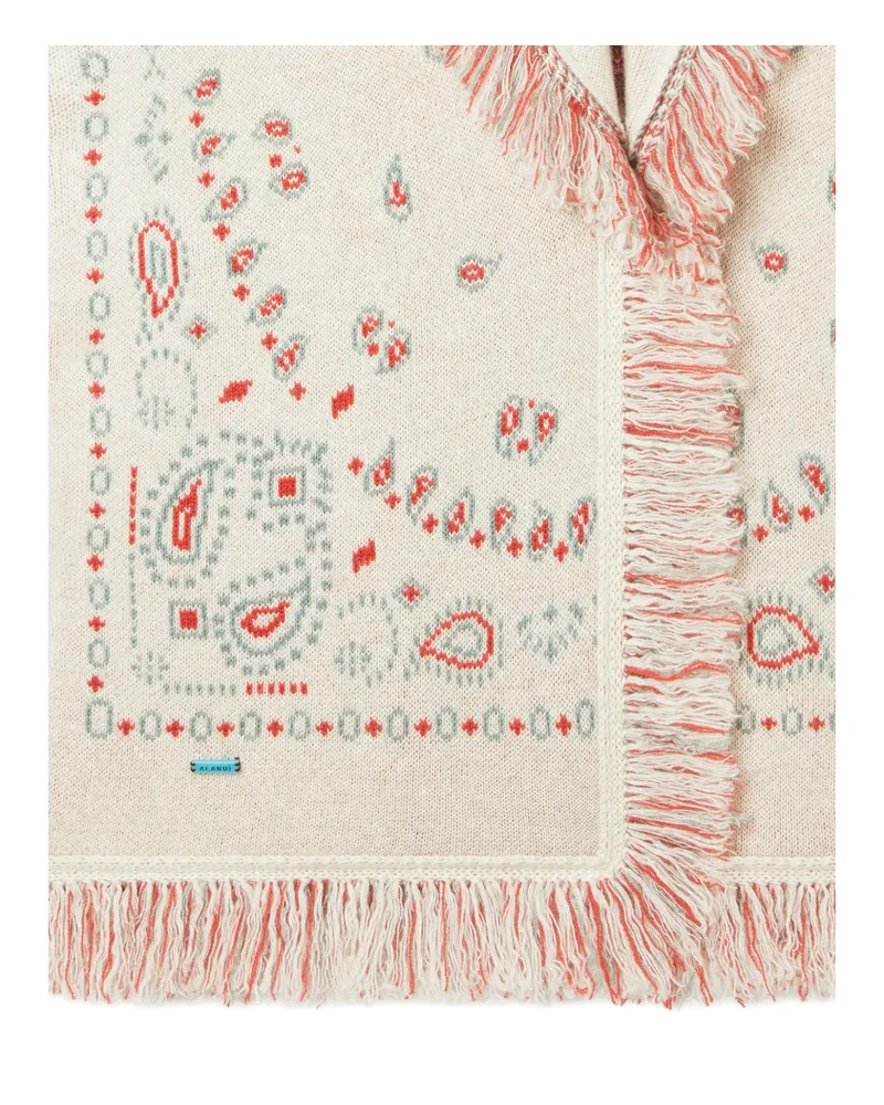 Alanui Bandana Jacquard Fringed Cardi-coat Neutrals