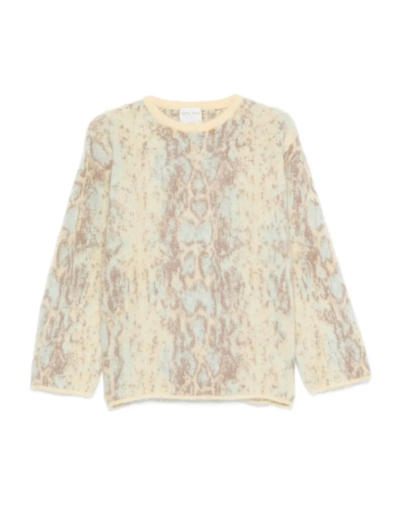forte_forte Snakeskin-pattern Crew-neck Sweater Yellow