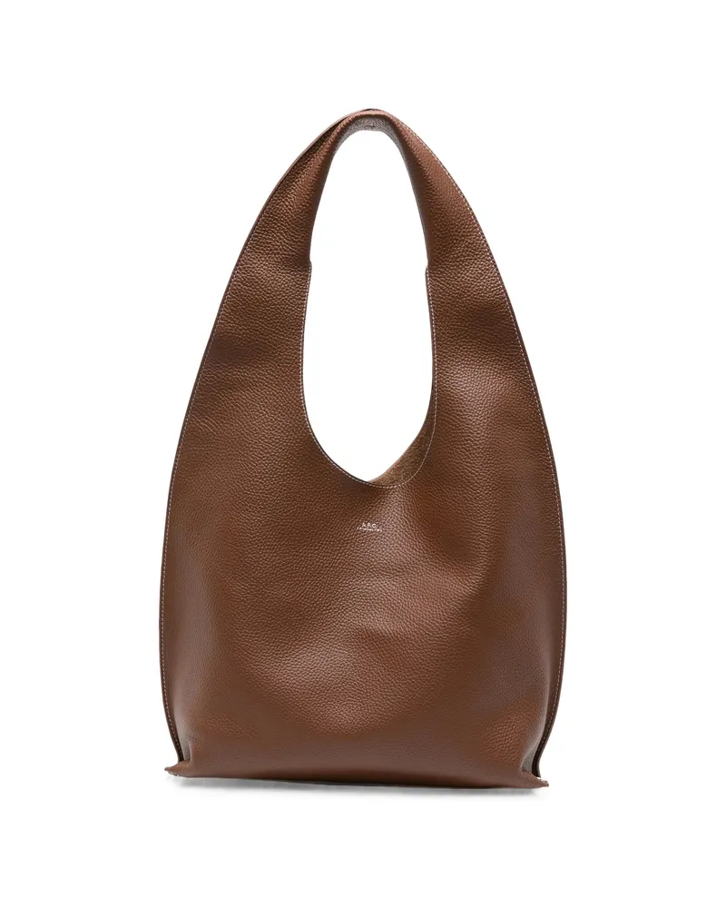 A.P.C. A. p.c. Grained-leather Shoulder Bag Brown