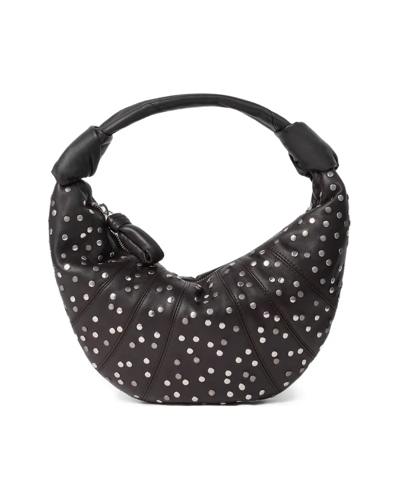 Christophe Lemaire Mini Fortune Croissant Studded Tote Bag Brown