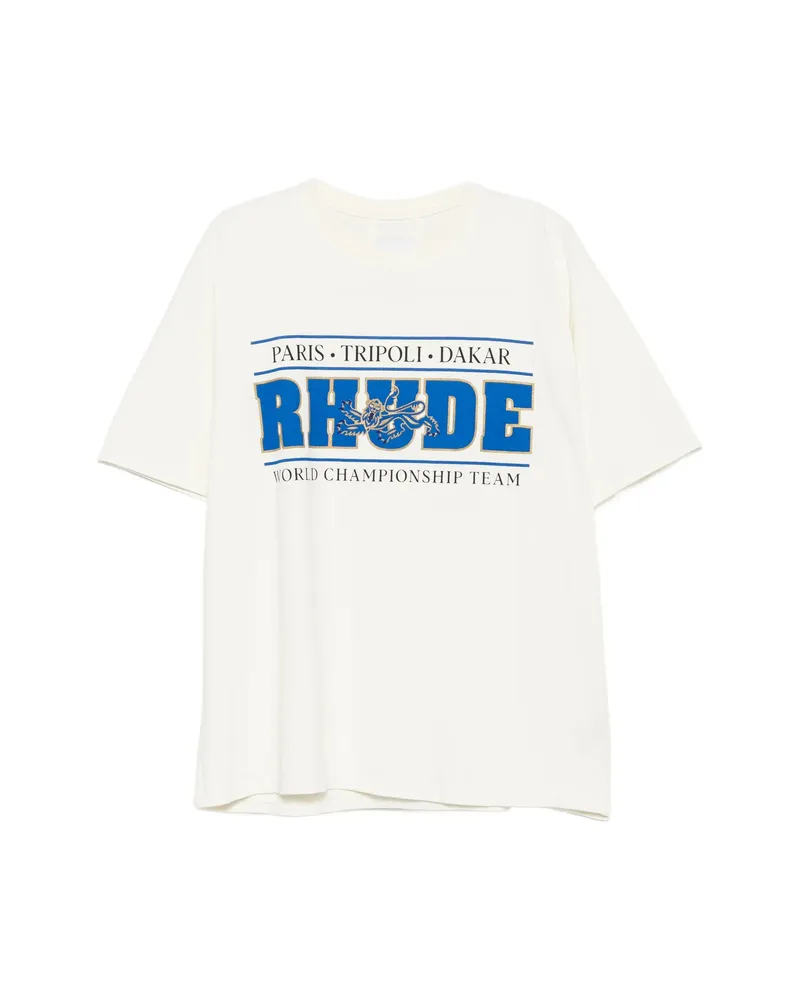 RHUDE Logo-print T-shirt Neutrals
