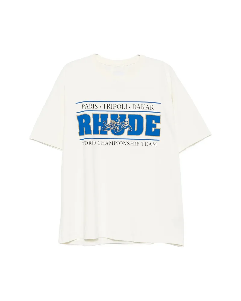 RHUDE Logo-print T-shirt Neutrals