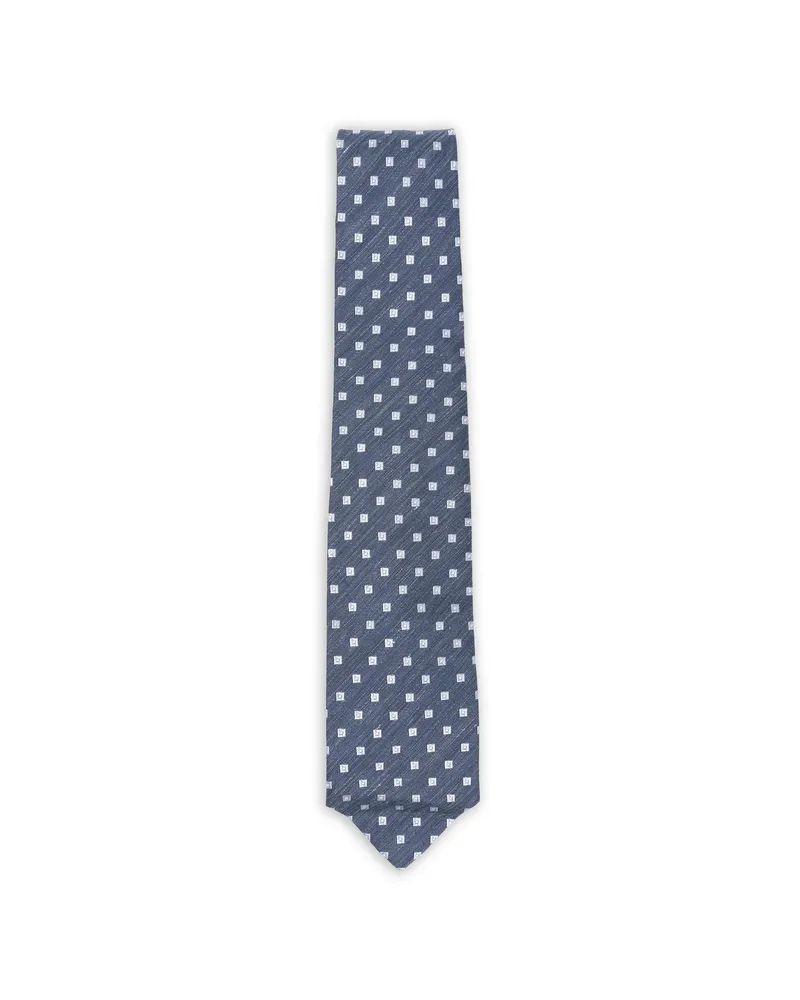 BARBA Geometric-pattern Tie Blue