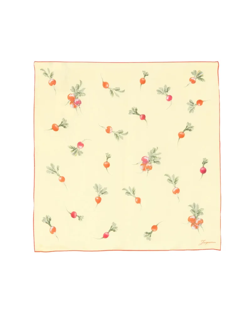 Jacquemus Radish-print Silk Square Scarf Yellow