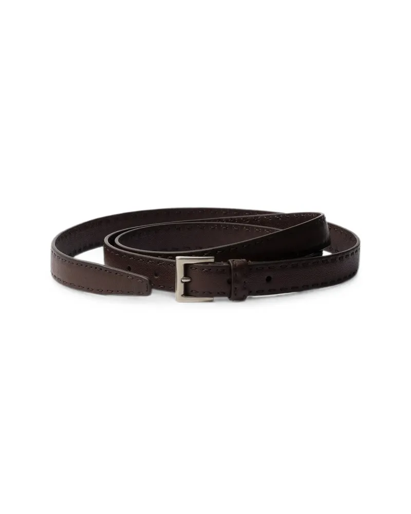 Prada Antiqued-leather Belt Brown