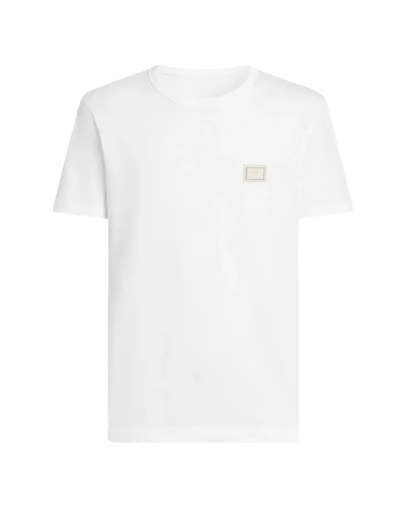 Dolce & Gabbana Cotton T-shirt With Logo Plate White