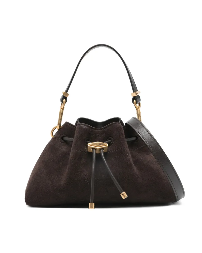 Jimmy Choo Small Cinch Drawstring Tote Bag Brown