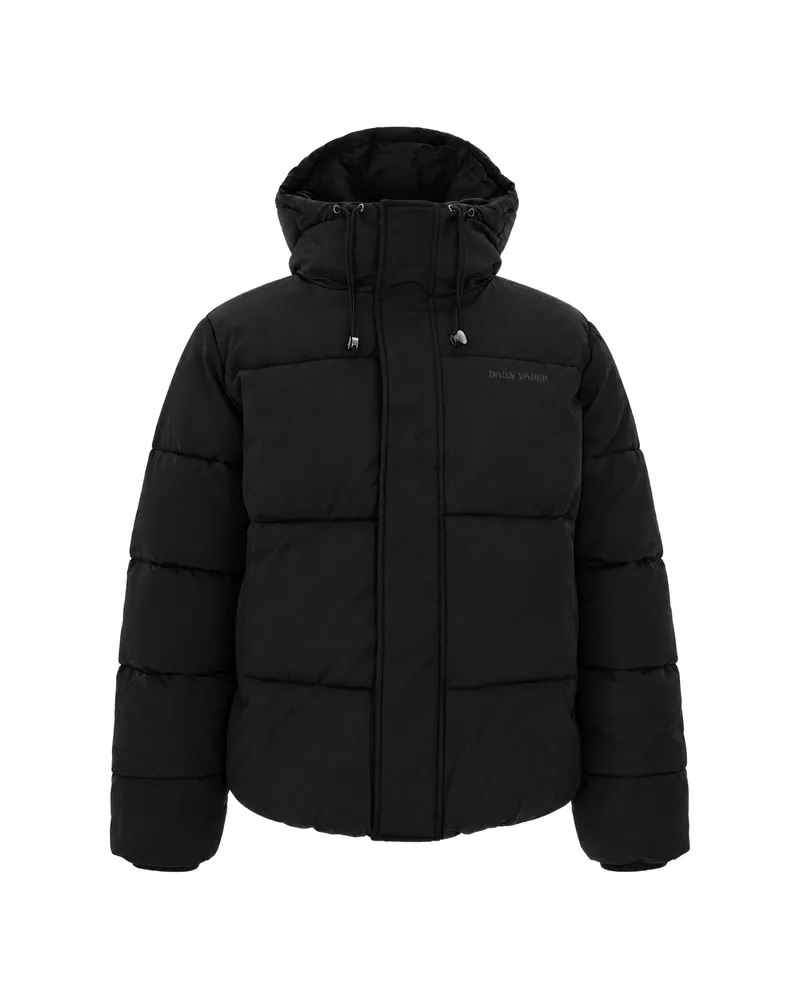 Daily Paper Logo-print Quilted Hooded Coat Black