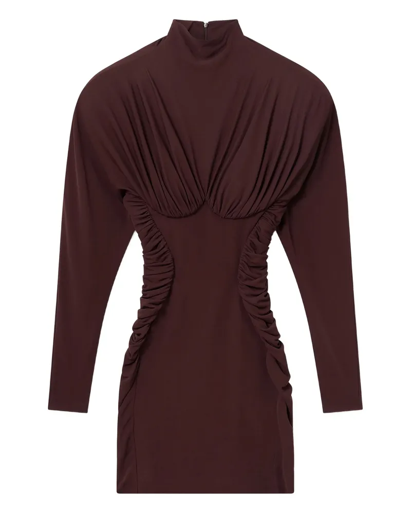 Stella McCartney High-neck Ruched Mini Dress Brown