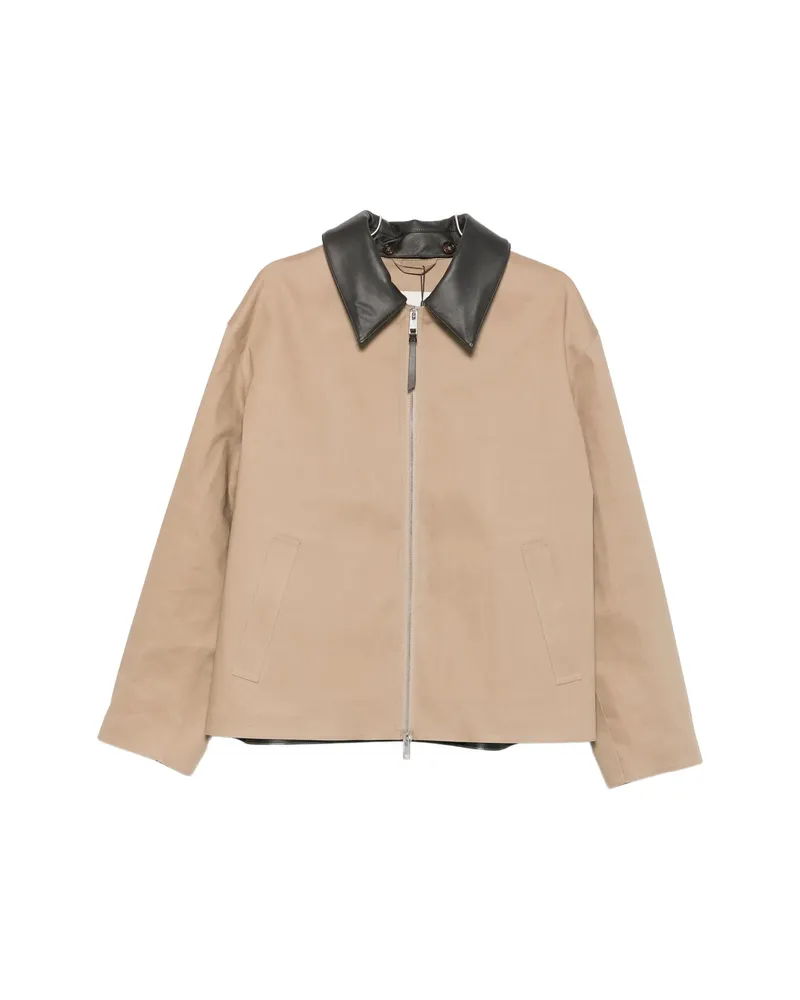 MACKINTOSH Birgham Leather-collar Zip-up Jacket Neutrals