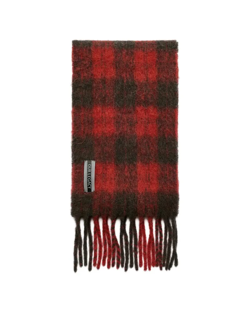 Our Legacy Estate Plaid Fuzzy Scarf Red