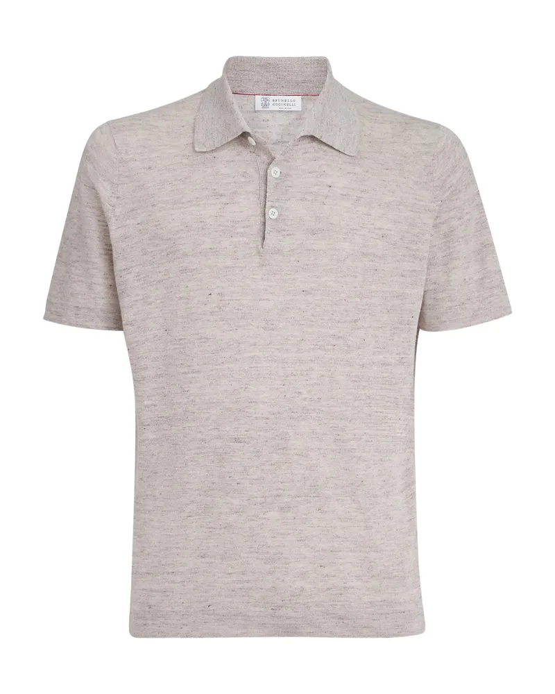Brunello Cucinelli Short-sleeves Knit Polo Shirt Neutrals