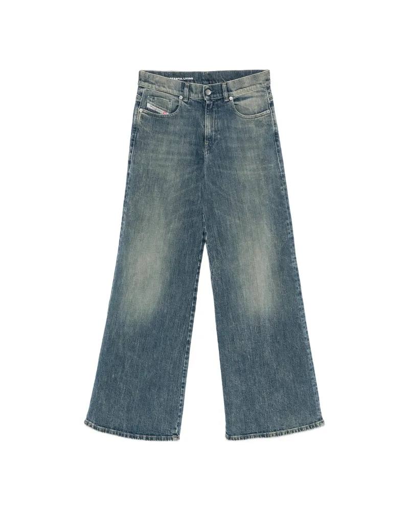 Diesel 1978 D-Akemi Faded Wide-leg Jeans Blue