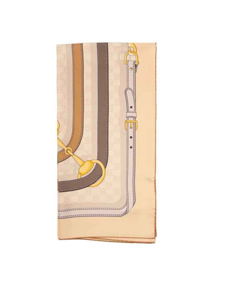 Gucci GG Supreme Belt-print Scarf Neutrals