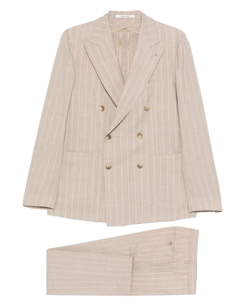 Tagliatore Striped Suit Neutrals