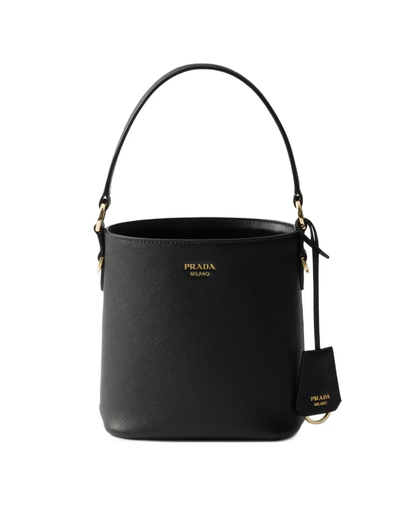 Prada Saffiano-leather Mini Bucket Bag Black