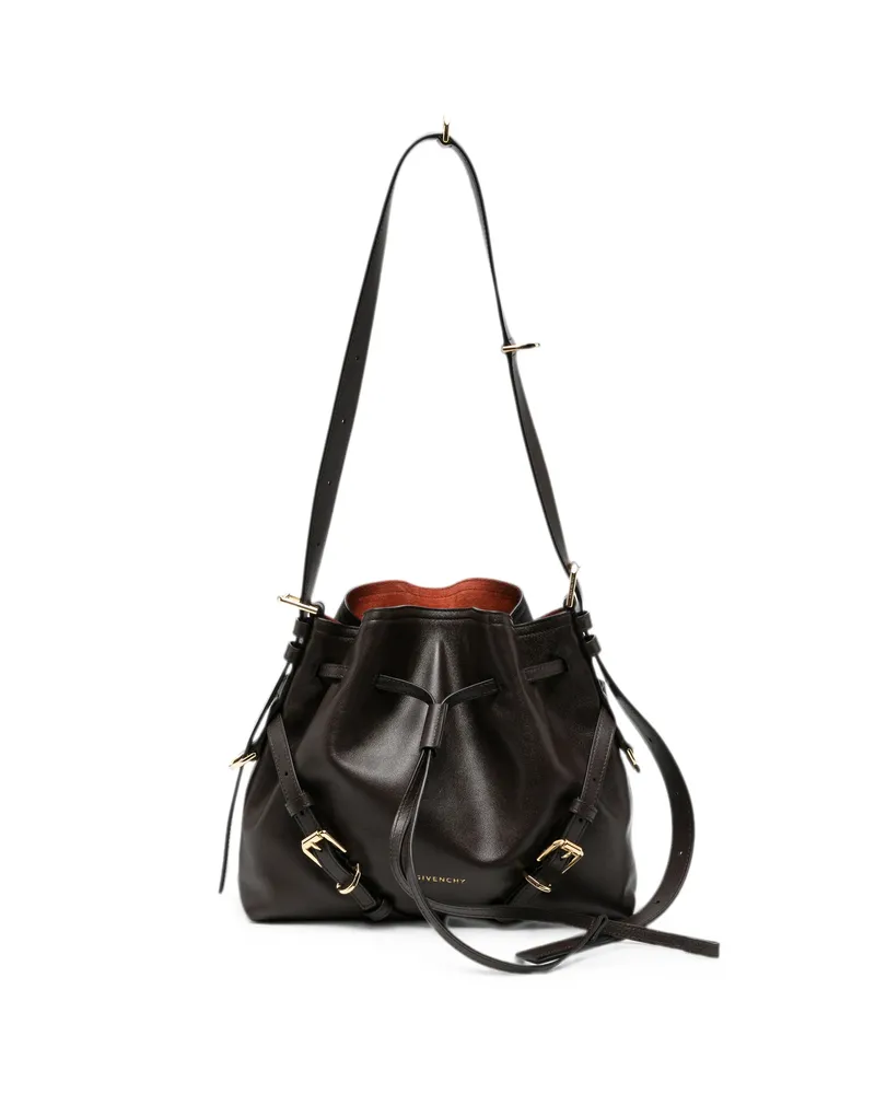 Givenchy Small Voyou Leather Bucket Bag Brown