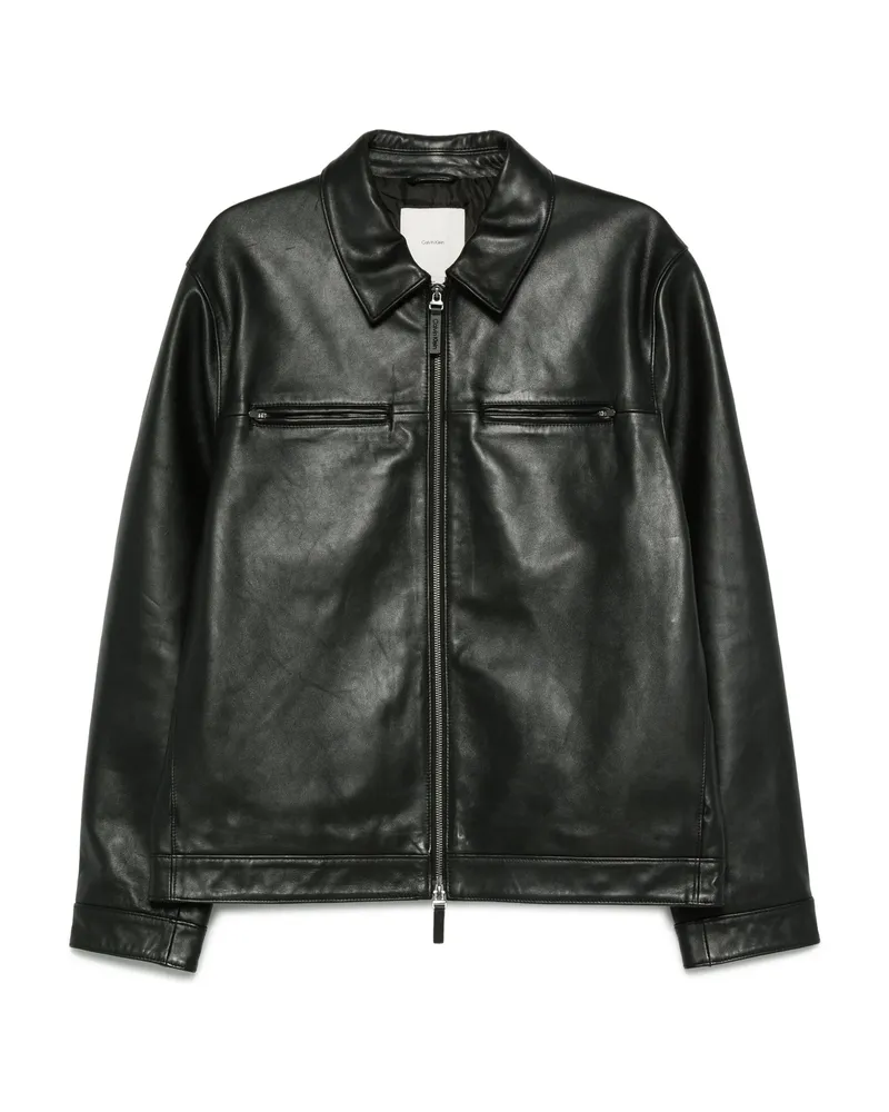 Calvin Klein Zip-front Leather Jacket Black