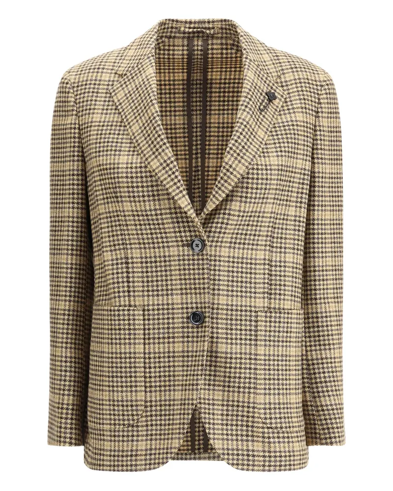 LARDINI Checked Twoo-button Blazer Neutrals