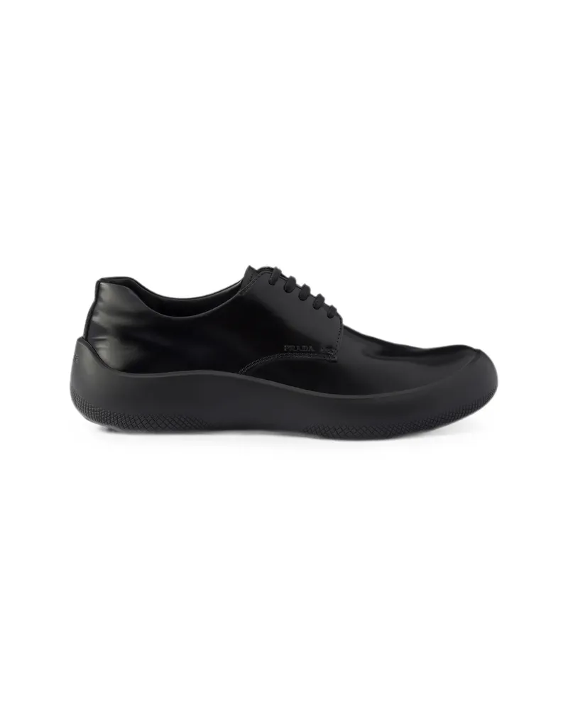 Prada Brushed Leather Laced Shoes Black