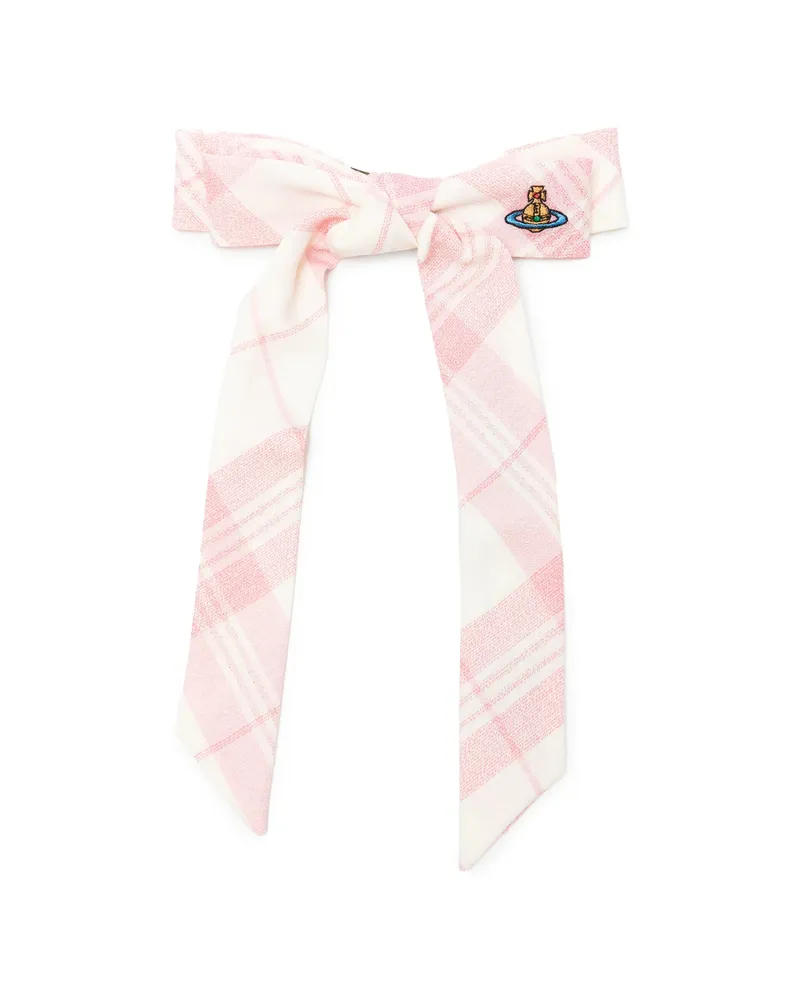 Vivienne Westwood Check-pattern Bow Hair Clip Neutrals