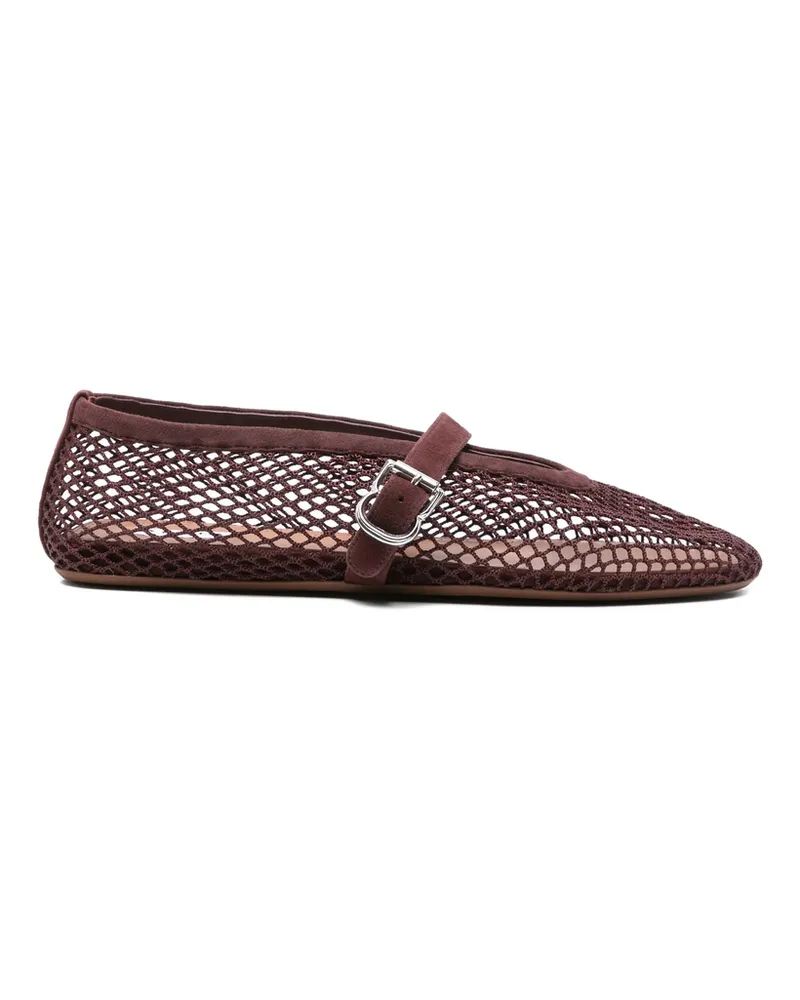 Alaïa Fishnet Buckle-strap Ballet Flats Red