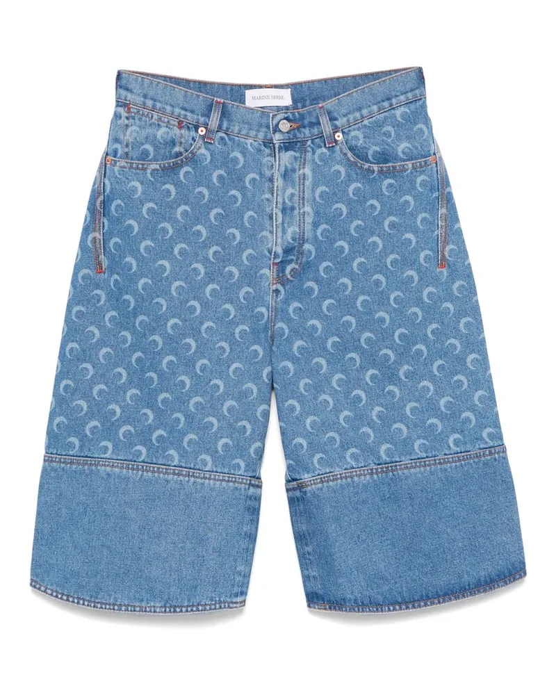 Marine Serre Moonogram-pattern Shorts Blue