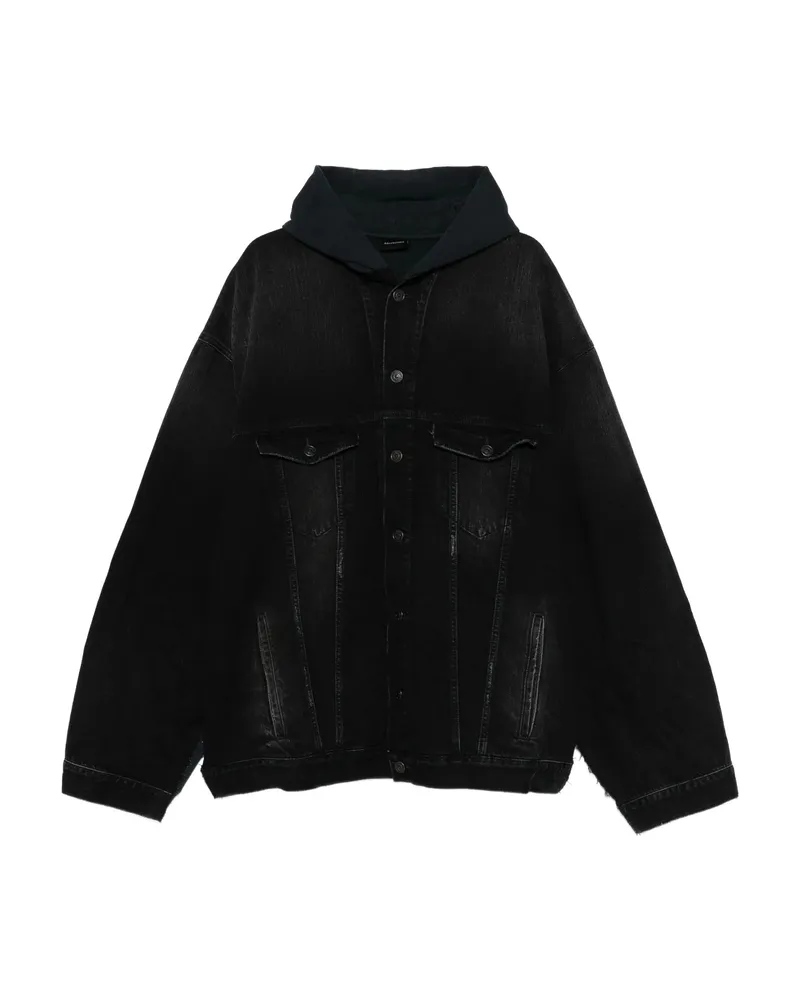 Balenciaga Logo-embroidered Hooded Jacket Black