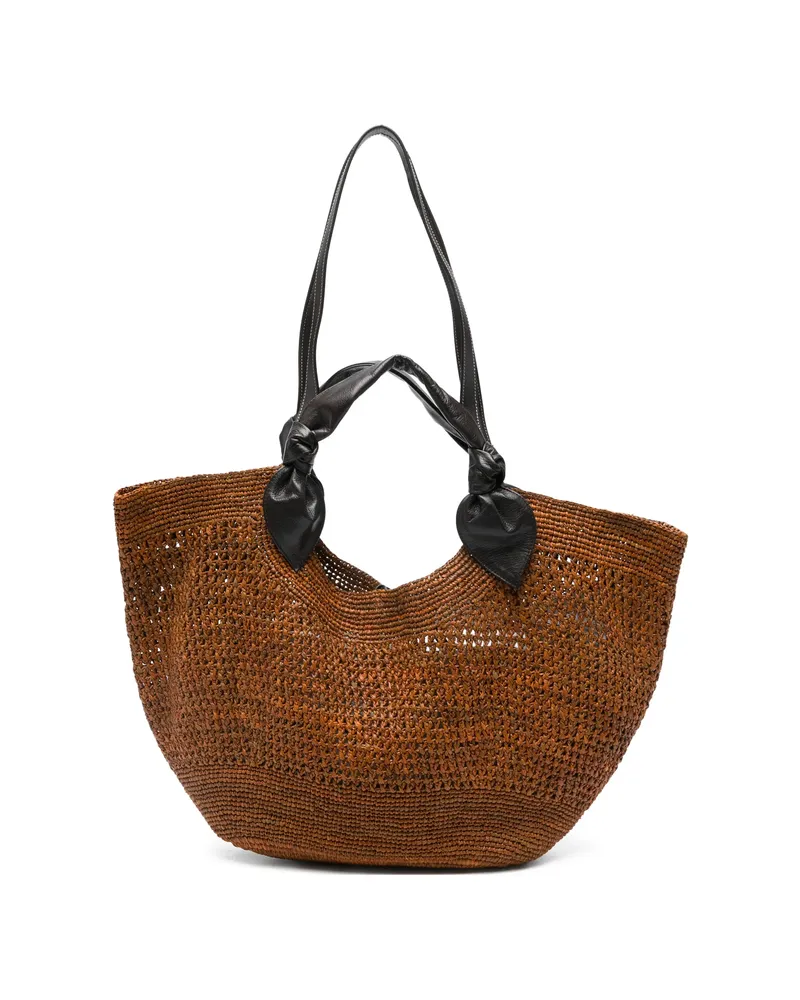 HEREU Fonol Woven Knotted Tote Bag Brown