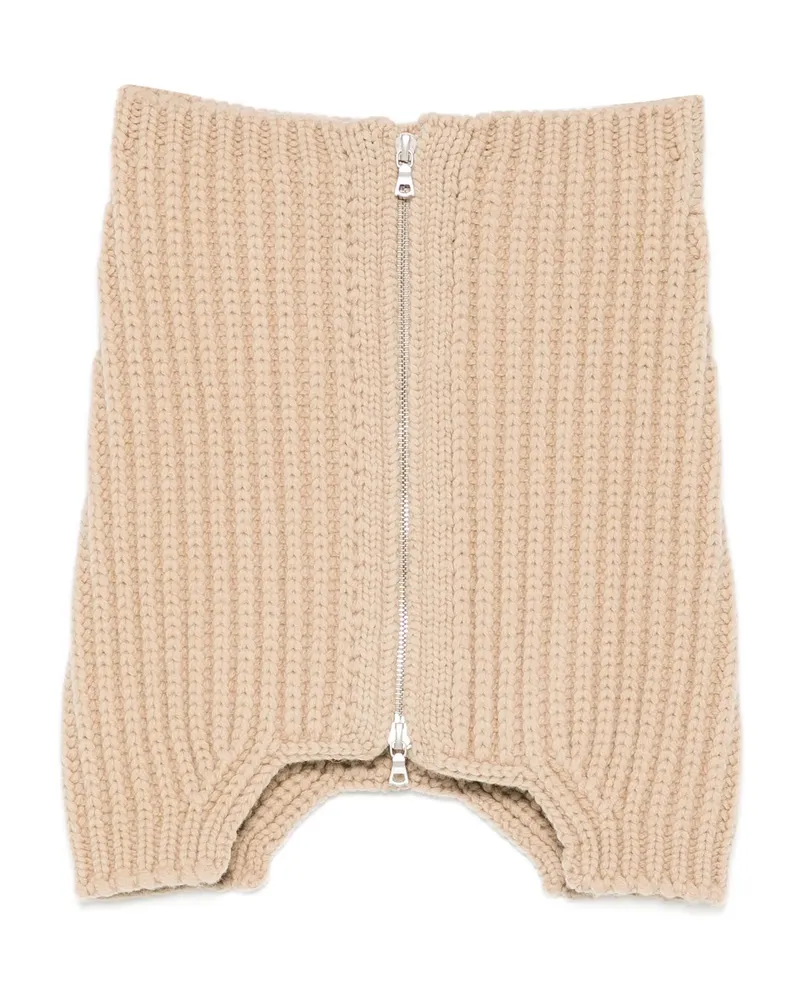 Dries van Noten Ribbed Zip-up Collar Neutrals