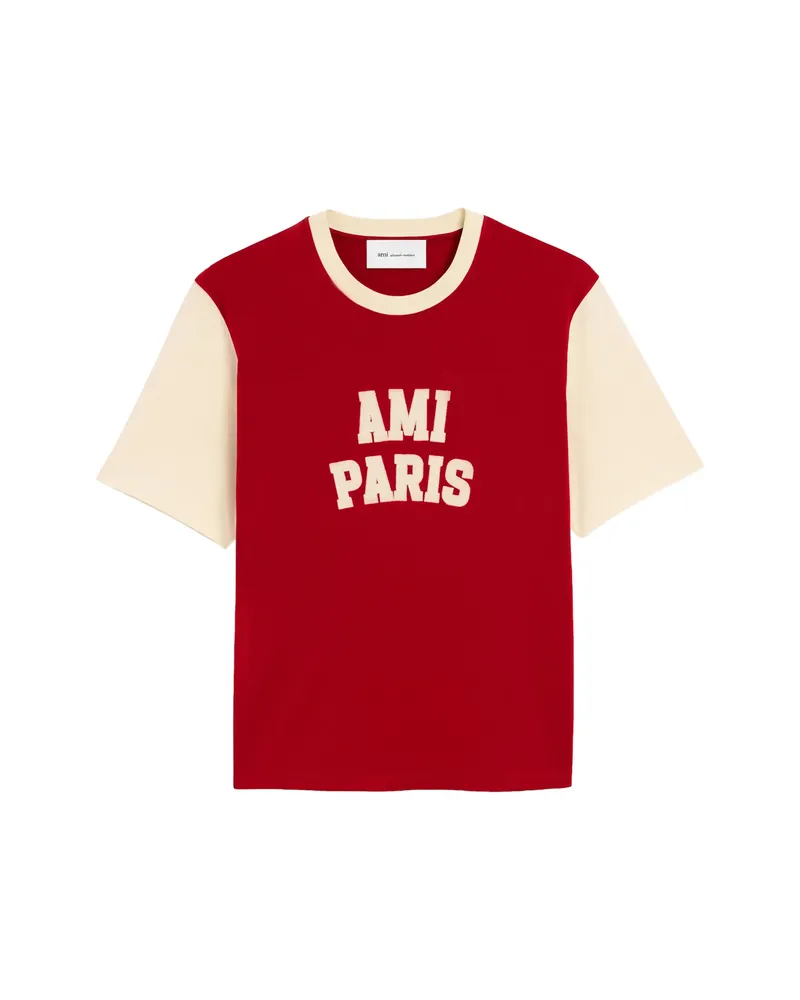 AMI Paris Cotton T-shirt With Ami Paris Embroidery Red
