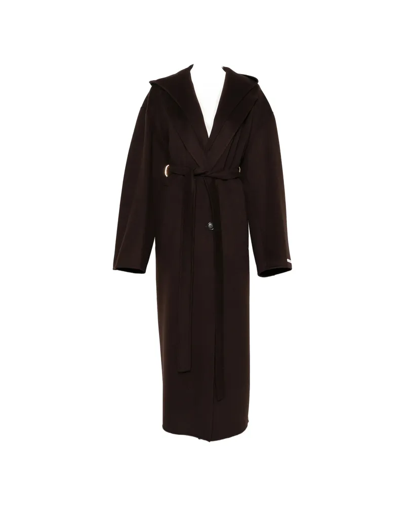 SPORTMAX Hooded Belted Coat Brown