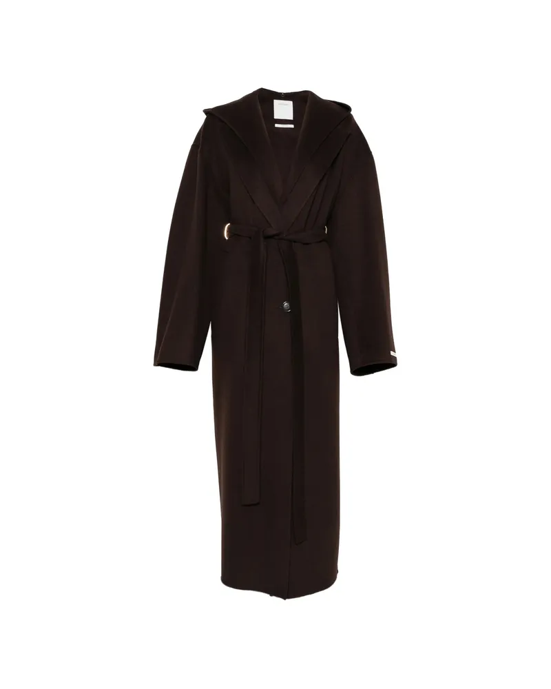 SPORTMAX Hooded Belted Coat Brown