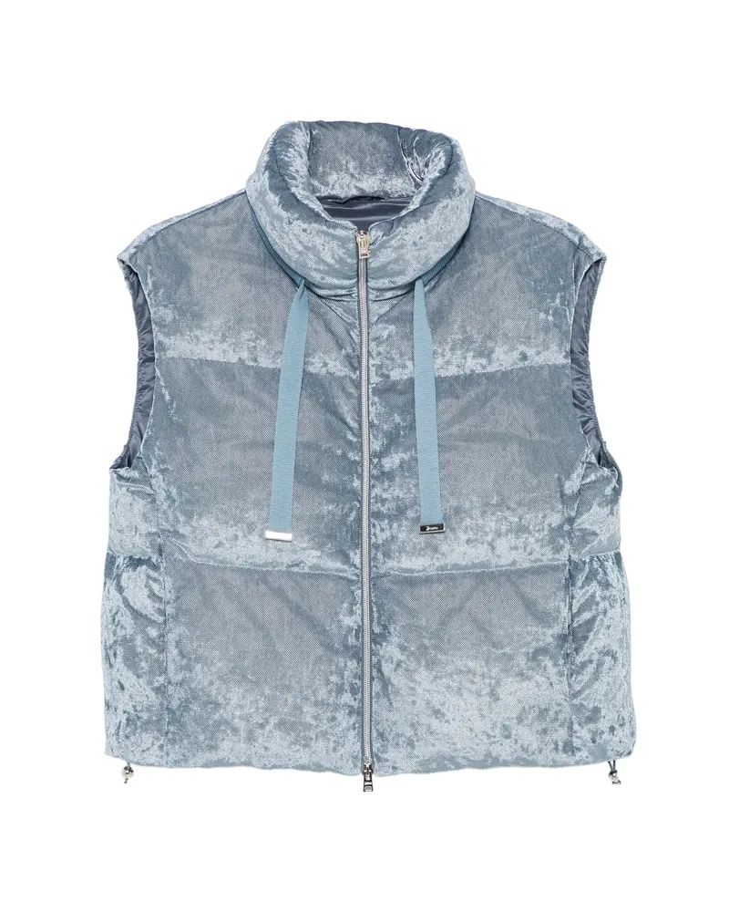 Herno Quilted Velvet Zip-up Gilet Blue