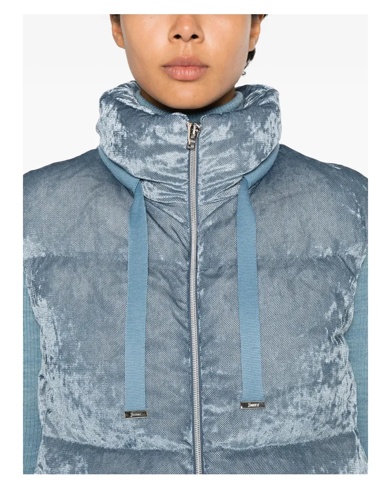 Herno Quilted Velvet Zip-up Gilet Blue