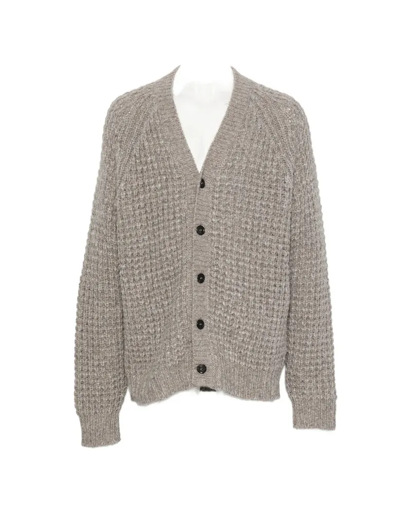 Roberto Collina Waffle-knit V-neck Cardigan Grey