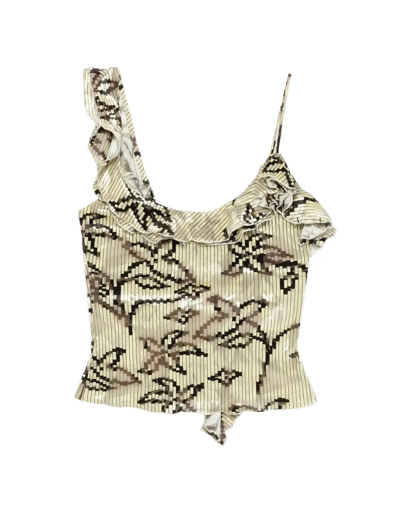 SIEDRES Arla Ruffled Floral Top Neutrals