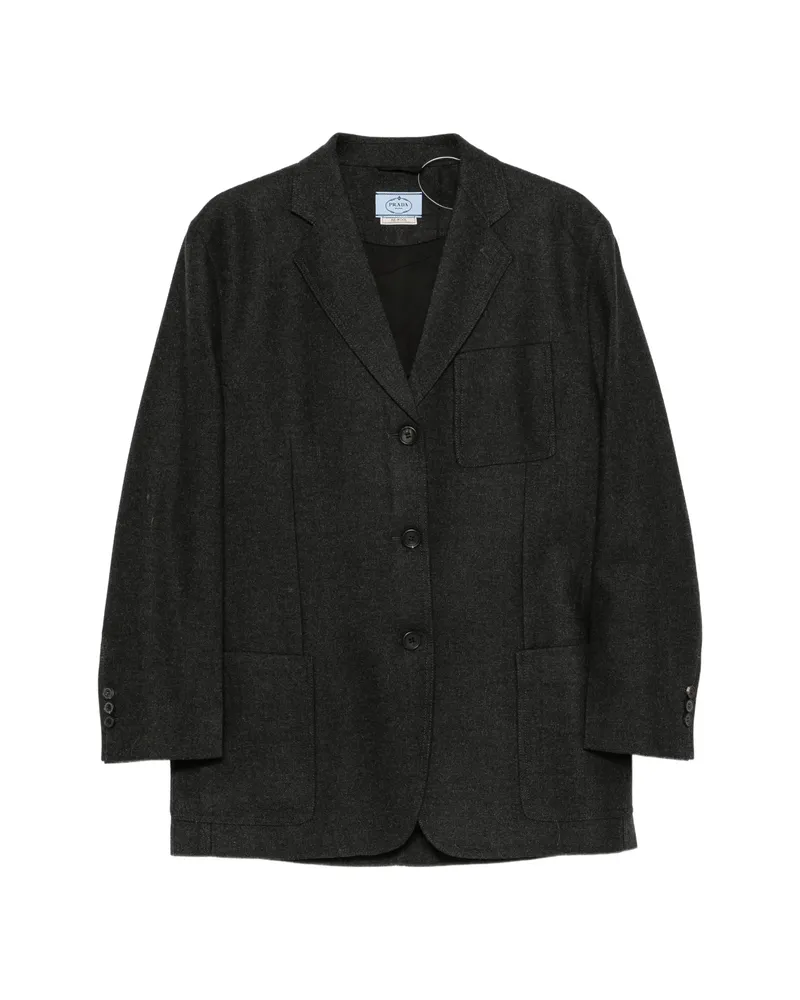 Prada Logo-stitch Single-breasted Blazer Grey