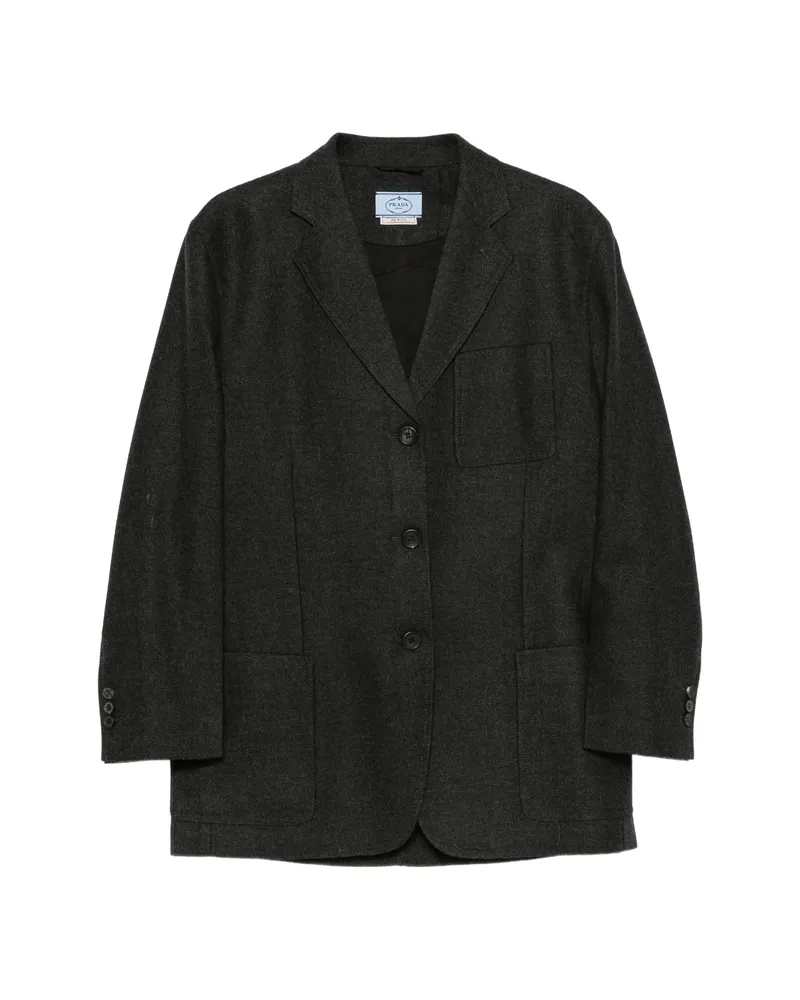 Prada Logo-stitch Single-breasted Blazer Grey