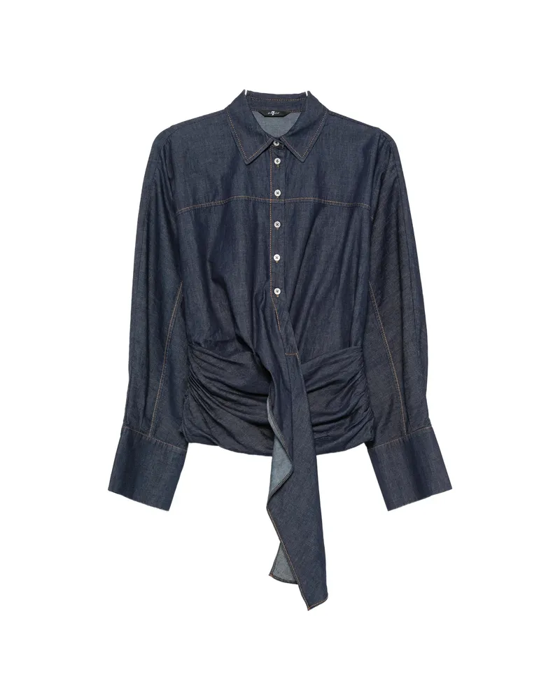 7 for all mankind Tie-waist Long-sleeve Shirt Blue