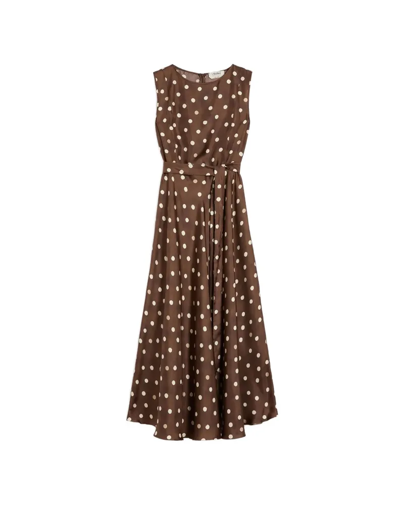 Max Mara SMMMARTINA Polka-dot Pattern Midi Dress Brown