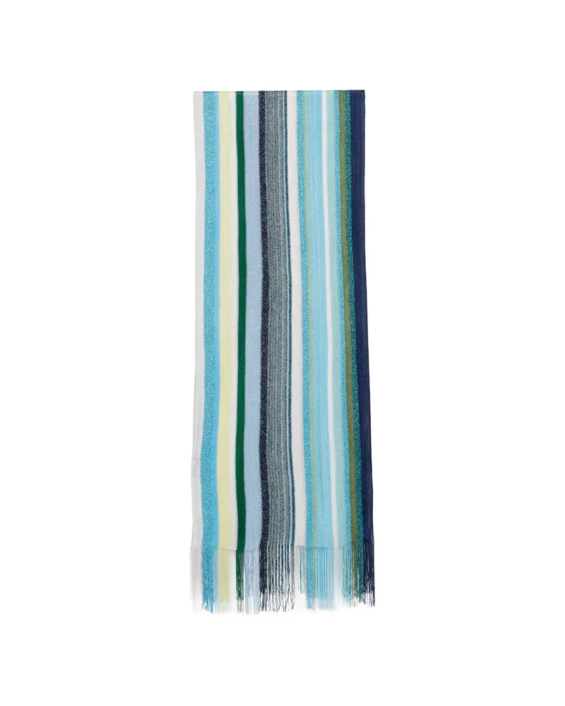 Missoni Striped Fringed Scarf Blue